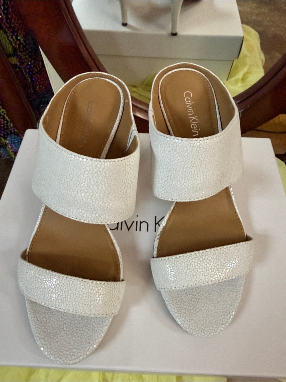 Calvin Klein Cecily Women's Shoes Heels Size 5.5 Leather Metalic Party